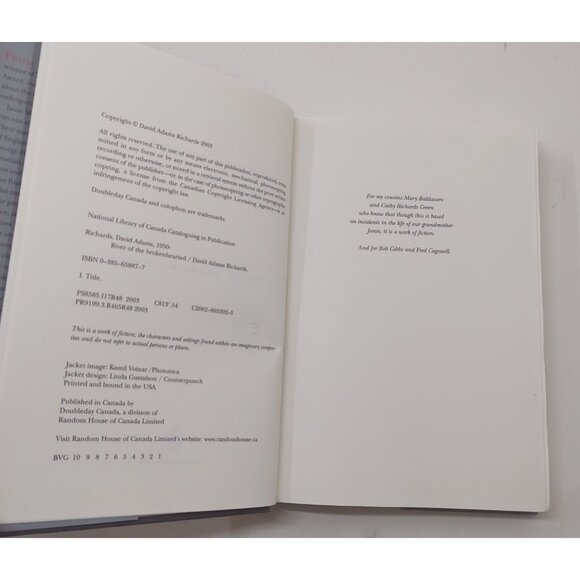 David Adams Richards River of the Brokenhearted 2003 Hardcover Fiction Novel - Picture 6 of 7